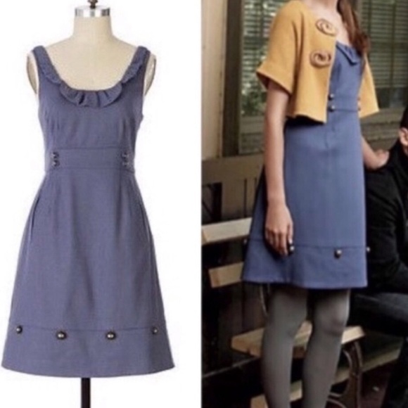 Moulinette Soeurs Familiar Places Anthropologie Wool A Line Shift Dress size 12 - Picture 1 of 11